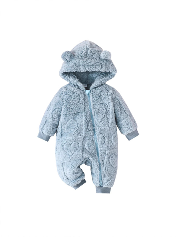 Трансграничен 25-годишен нов продукт Детски есенно-зимен популярен гащеризон с качулка и пухкави сърца за момичета с дълъг ръкав