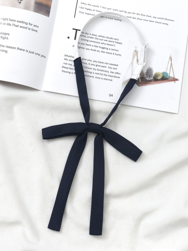 Vienkrāsains jak tauriņa kaklasaites apkakle ar virvi meitenei japāņu koledžas stilā ar mazām lentītēm, jauks universāls krekls ar aksesuāriem bez perforatoriem