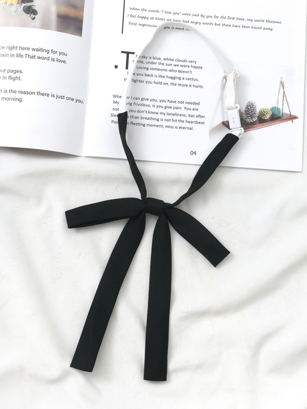 Vienkrāsains jak tauriņa kaklasaites apkakle ar virvi meitenei japāņu koledžas stilā ar mazām lentītēm, jauks universāls krekls ar aksesuāriem bez perforatoriem