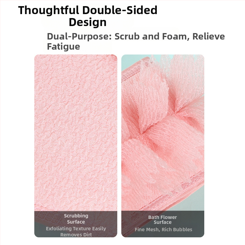 Dlhý uterák na trenie, špeciálny domácnosť, dvojité použitie, Rabe, uterák na trenie do kúpeľa, artefakt, kefa do kúpeľa, kvetinový chrbát, 2 v 1