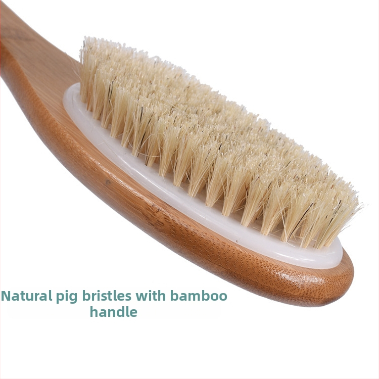 Suchá kúpeľová kefa na telo a chrbát, kúpeľová kefa s dlhou drevenou rukoväťou, zlepšuje lymfatický obeh a podporuje krvný obeh, suchá kefa