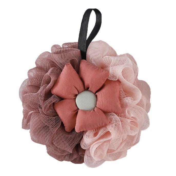 Артефакт от топка за вана и кърпа за баня не разпръсква цветя, голяма луксозна топка за вана, високо изглеждаща мека топка за вана с двойни цветя