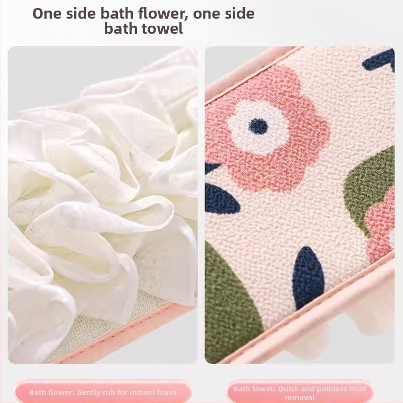 Uterák na chrbát s dvojitým čistiacim pásikom na chrbát, silný odstraňovač škvŕn pre dospelých, nový čistiaci pásik na chrbát s kvetmi do kúpeľa pre mužov a ženy