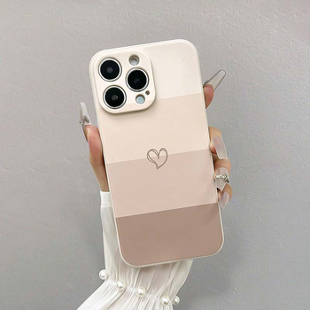 2D roosa süda, valge sirge servaga, sobib Apple 16 Promaxi kukkumiskindla pehme kestaga, lihtne värviline süda 15