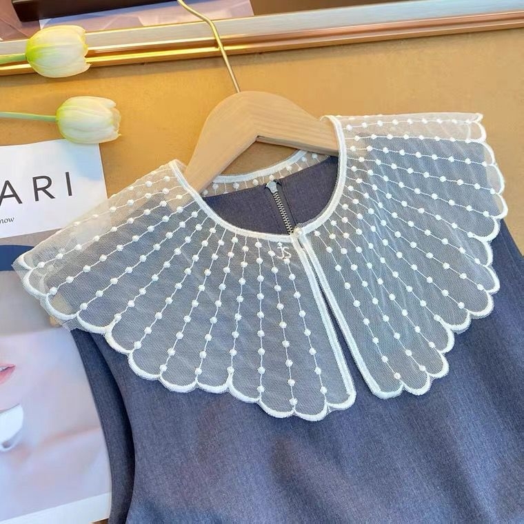 Kendő Dekoratív Nagygallér Tavaszi és Őszi Csipke Drapéria Üreges Csipke Hamis Gallér Egyszínű Dekoratív Selyemsál Gallér Kendő Nyakvédő