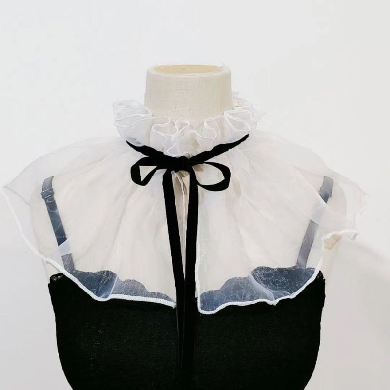 Organza Jaapani haldjasstiilis mitmekülgne kaelasall volangidega puhvis kraega päikesekaitse dekoratiivne võltskrae hulgimüük Jaapani uus stiil