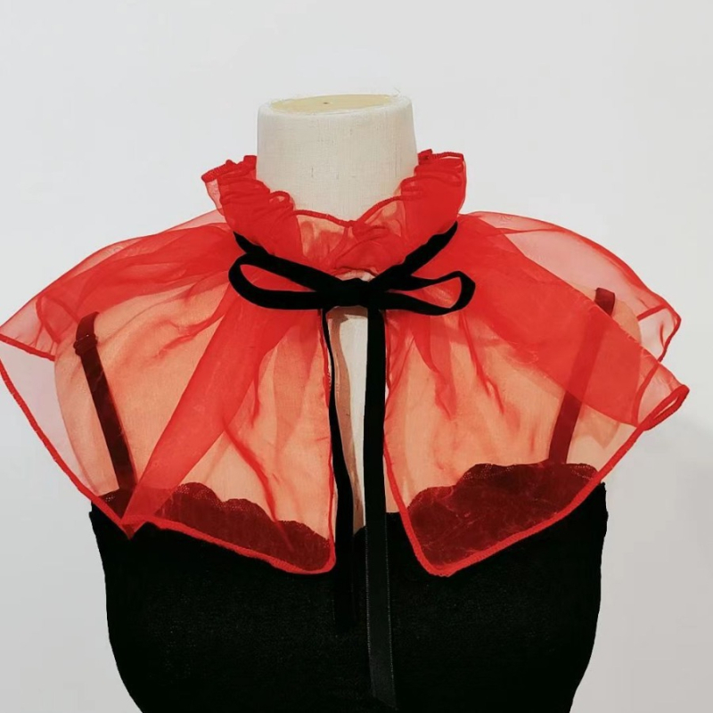 Organza Jaapani haldjasstiilis mitmekülgne kaelasall volangidega puhvis kraega päikesekaitse dekoratiivne võltskrae hulgimüük Jaapani uus stiil