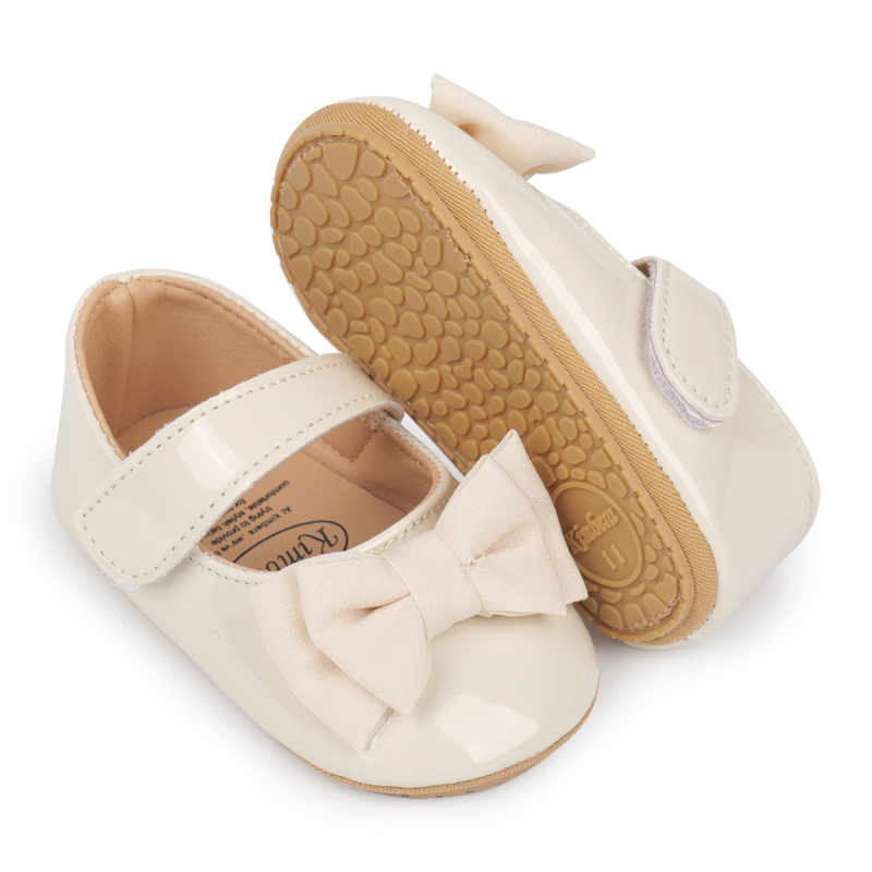 Пролетни и есенни бебешки обувки за малко дете от изкуствена кожа с мека подметка, неплъзгащи се, стил принцеса, с панделка