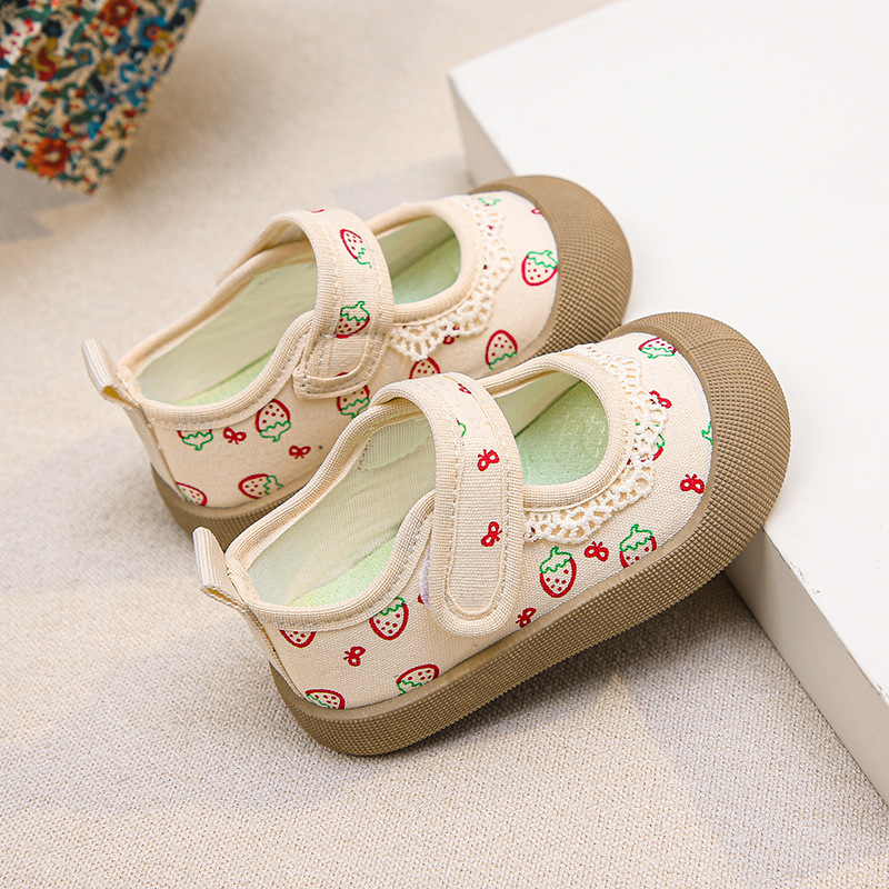 Бебешки обувки за малки деца Детски обувки Квадратни обувки с флорални мотиви Платнени обувки за момичета Бебешки обувки Детски дишащи обувки в западен стил