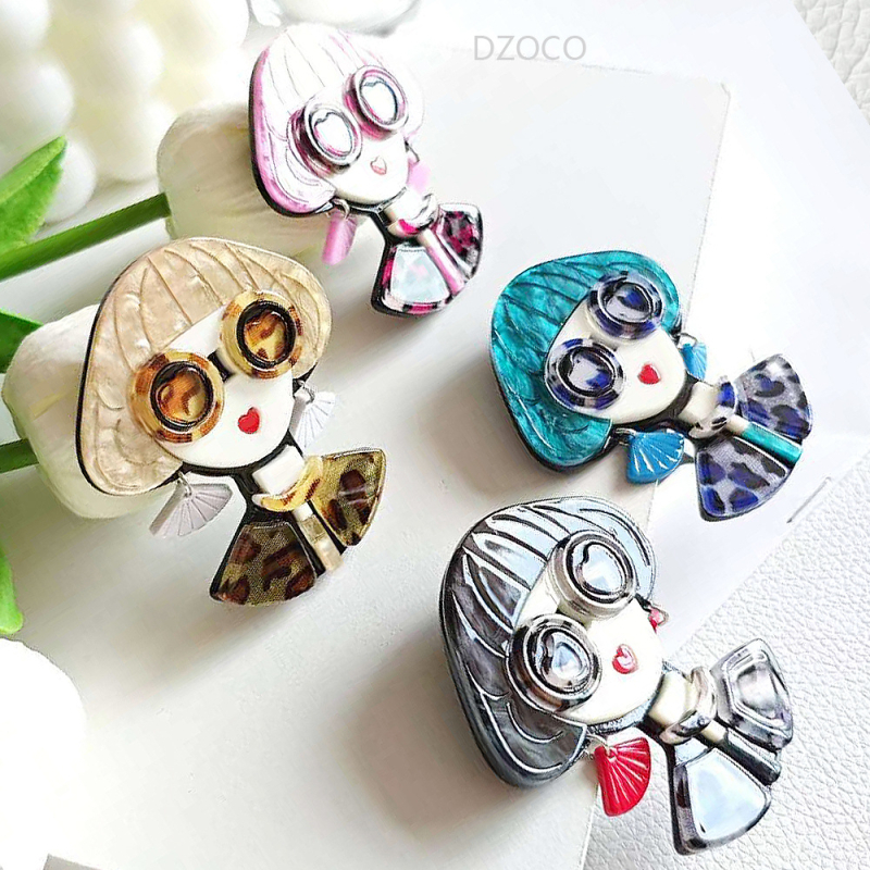 Японска и корейска модна елегантна брошка за момиче с дълга коса, акрилна игла, корсаж, чанта, костюм, аксесоари, висулка, бижута