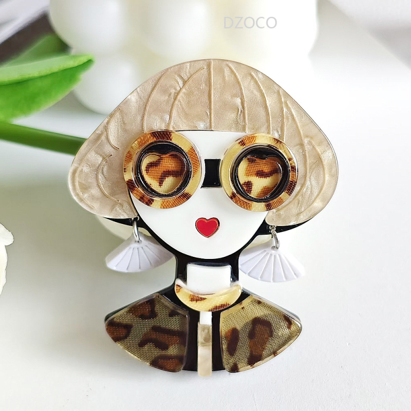 Японска и корейска модна елегантна брошка за момиче с дълга коса, акрилна игла, корсаж, чанта, костюм, аксесоари, висулка, бижута