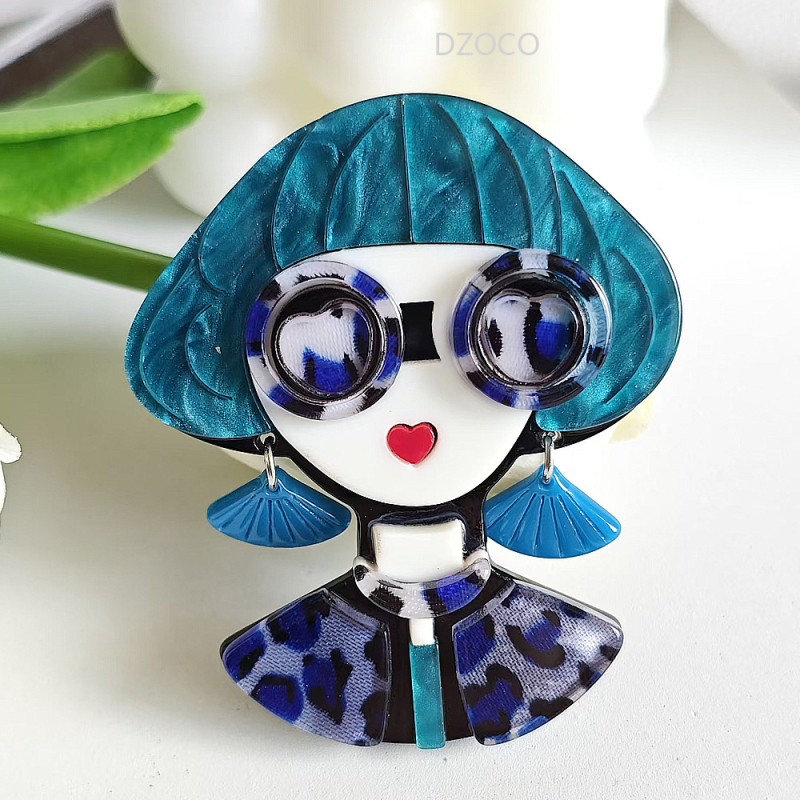 Японска и корейска модна елегантна брошка за момиче с дълга коса, акрилна игла, корсаж, чанта, костюм, аксесоари, висулка, бижута