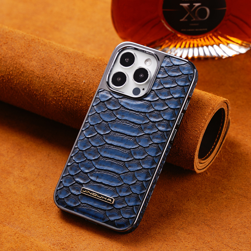 Apple 14Promax mobilā tālruņa maciņš, kas piemērots iPhone16ProMax Python uzlīmes aizsargmaciņš 15 galvanizēts ādas maciņš