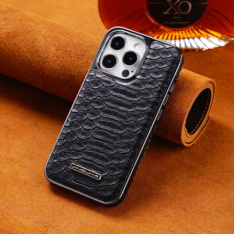 Apple 14Promax mobilā tālruņa maciņš, kas piemērots iPhone16ProMax Python uzlīmes aizsargmaciņš 15 galvanizēts ādas maciņš