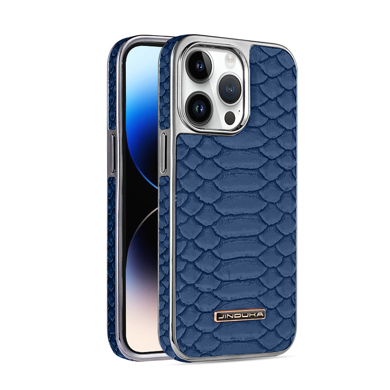 Apple 14Promax mobilā tālruņa maciņš, kas piemērots iPhone16ProMax Python uzlīmes aizsargmaciņš 15 galvanizēts ādas maciņš