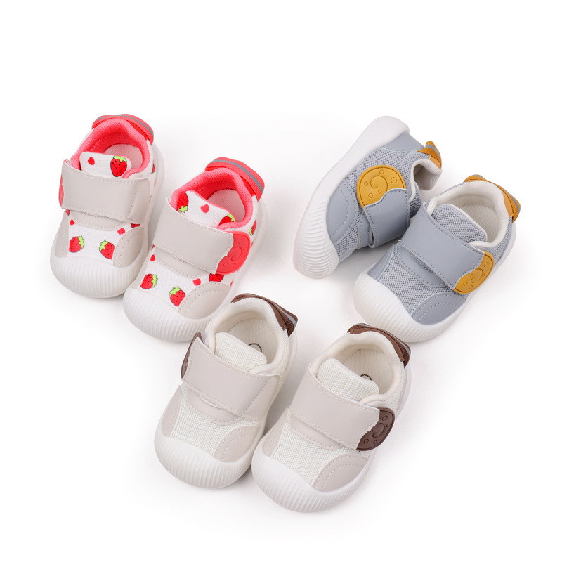 Pantofi sport pentru sugari de primăvară și toamnă, drăguți, cu desene animate, pentru băieți și fete de 1-2 ani, pantofi respirabili, antiderapanți, cu talpă din cauciuc moale