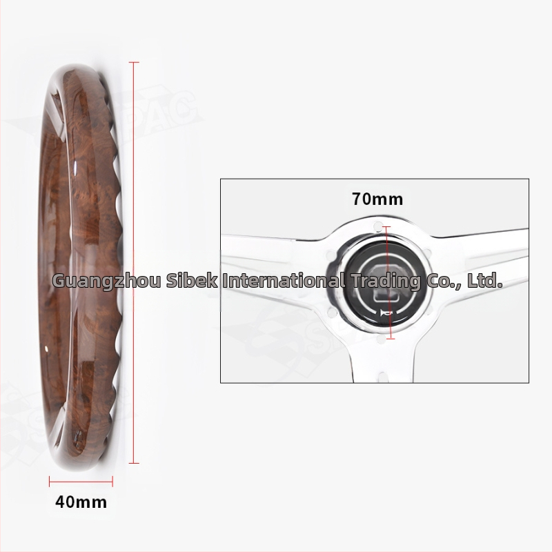 Cezhraničná hot-sellingová modifikácia auta 14-palcový volant z broskyňového dreva ABS Retro plochý bez loga univerzálna modifikácia