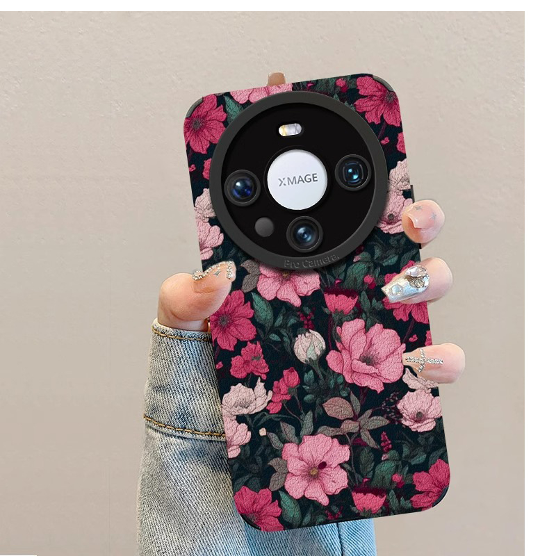 Carcasă de telefon din piele de miel Pura70 All-inclusive 50/40 Premium Sense, potrivită pentru Huawei mate60pro, culoare camelie roz
