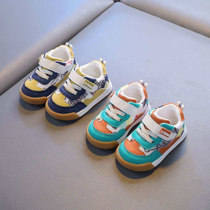 Xiao Liu Bao Пролетни и есенни нови бебешки обувки за 1-2 години, дишащи, с двойна мрежа, неплъзгащи се, меки, за момчета и момичета
