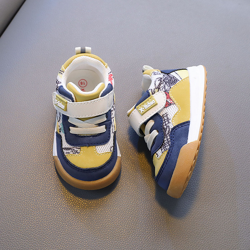 Xiao Liu Bao Пролетни и есенни нови бебешки обувки за 1-2 години, дишащи, с двойна мрежа, неплъзгащи се, меки, за момчета и момичета