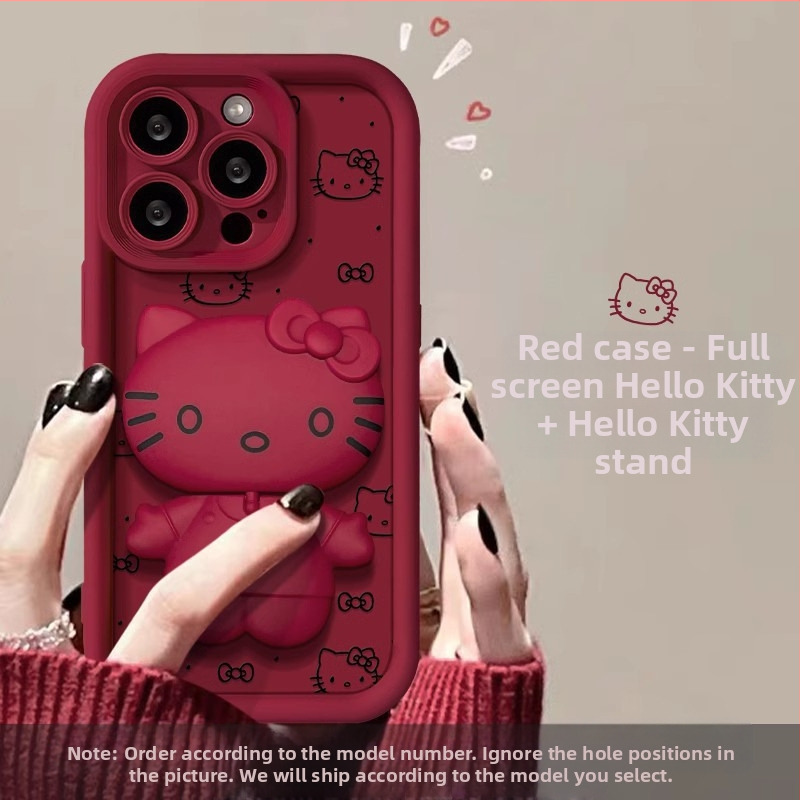 Hello Kitty peeglihoidja, mis sobib Vivos18 mobiiltelefoni ümbrisele X100 Frosted Oppore1 silikoon Xiaomi 14