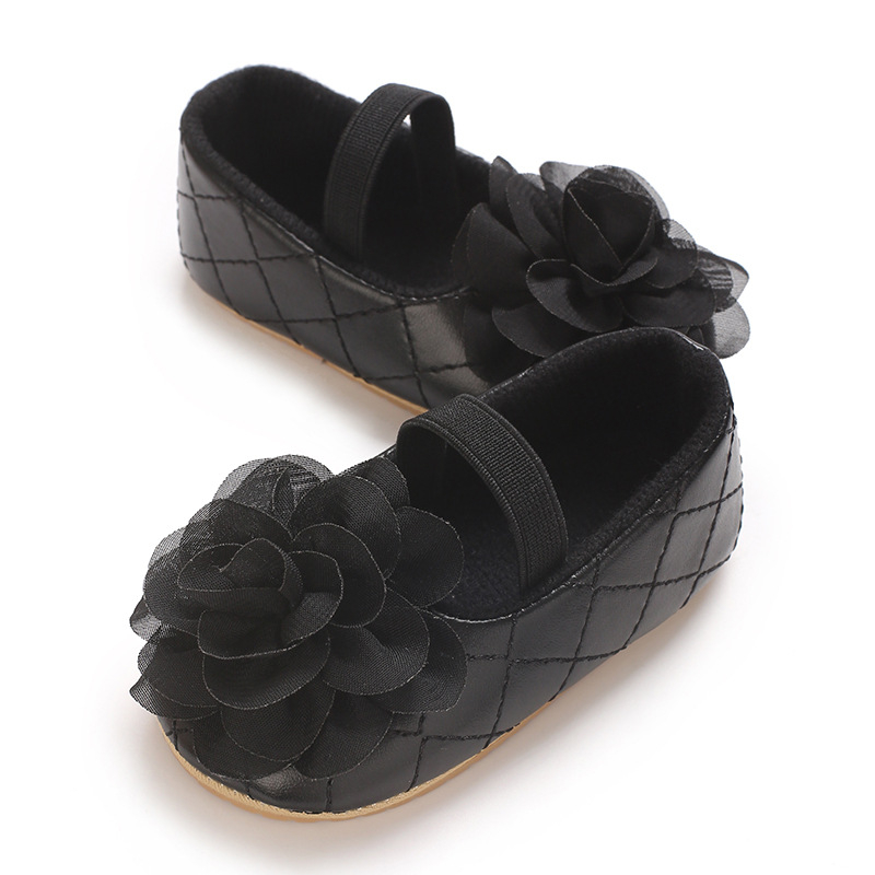 Pavasario ir rudens stiliaus 0-1 metų kūdikių bateliai, mieli gėlės, minkšti guminiai padai, neslystantys princesės stiliaus bateliai.
