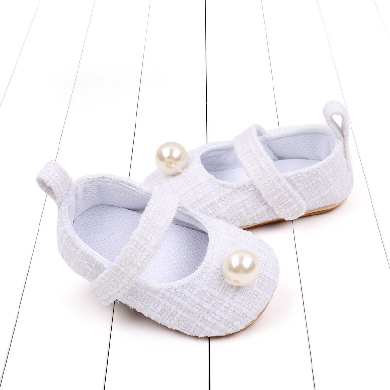 Бебешки принцесни обувки с една каишка и меко дъно, неплъзгащи се, 3-6-12 месеца, перлени карирани обувки за малки деца BJZ7084