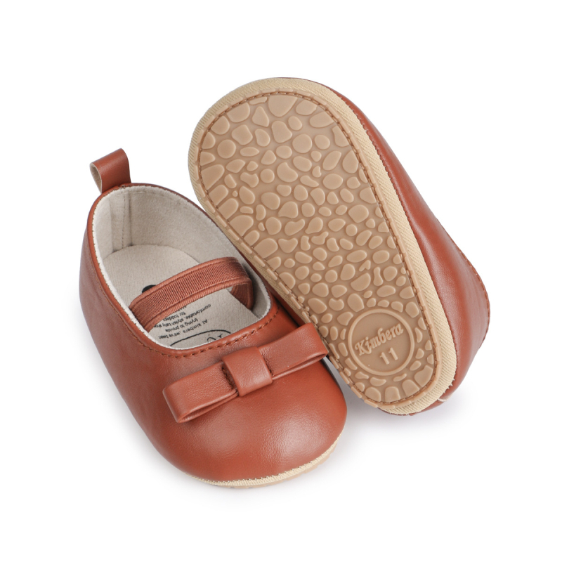 Пролетни и есенни бебешки обувки за момиченца 0-1 години, меки, неплъзгащи се, устойчиви на износване, с меко дъно, едноцветни, с панделка