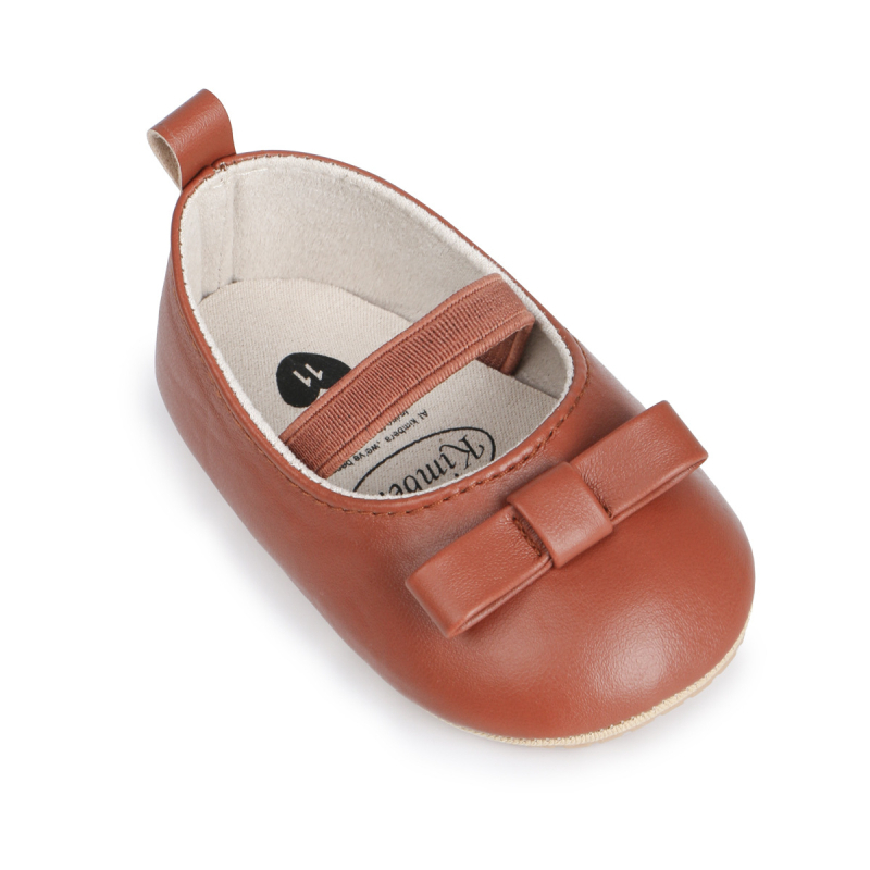 Пролетни и есенни бебешки обувки за момиченца 0-1 години, меки, неплъзгащи се, устойчиви на износване, с меко дъно, едноцветни, с панделка