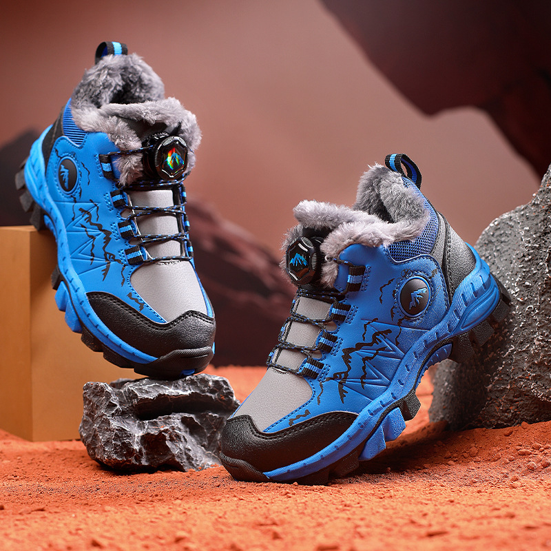 Маркови момчешки обувки за сняг, топли дебели памучни обувки, нови зимни детски маратонки, противоплъзгащи се, памучни обувки за планинарство