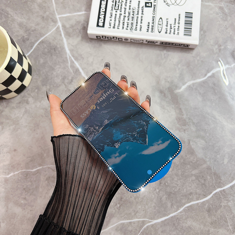 Sobib iPhone 15promaxile, teemantmusta äärisega, galvaniseeritud karastatud kile, 12 Apple`ile, 16, piilumisvastane mobiiltelefonikile, 13