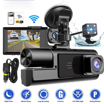Trīsvirzienu kameras braukšanas ierakstītājs 1080P trīs objektīvi ar atpakaļgaitas attēlu automašīnas ierakstītājs mobilo tālruņu savienojumu rūpnīca