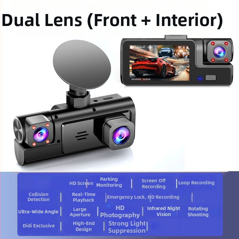 Trīsvirzienu kameras braukšanas ierakstītājs 1080P trīs objektīvi ar atpakaļgaitas attēlu automašīnas ierakstītājs mobilo tālruņu savienojumu rūpnīca