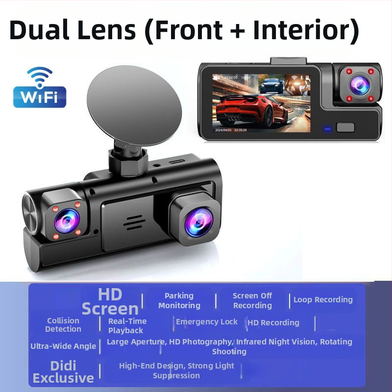 Trīsvirzienu kameras braukšanas ierakstītājs 1080P trīs objektīvi ar atpakaļgaitas attēlu automašīnas ierakstītājs mobilo tālruņu savienojumu rūpnīca