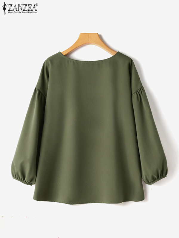 Bluza Trend 2025 Proljetni top Ležerna O-ovratnik Dugi rukavi Jednobojna košulja Široki Retro