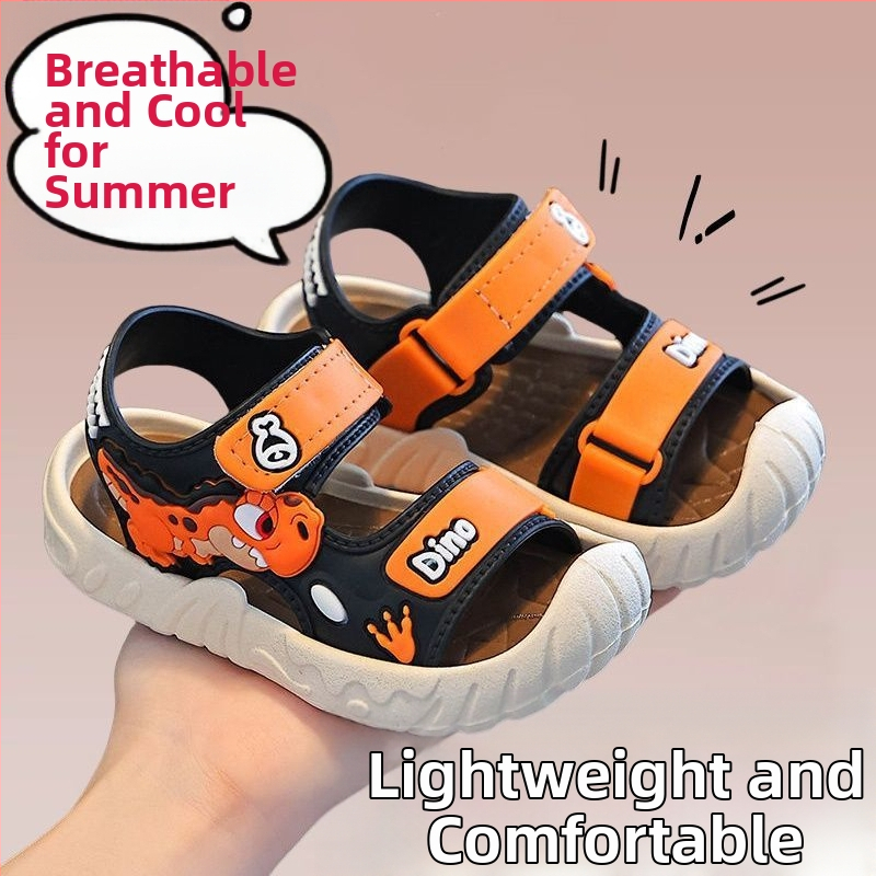 Нови детски сандали за момчета 2025 Лято Нови малки ученици от средното училище с меко подметка, неплъзгащи се плажни обувки, модерни деца