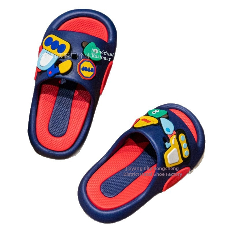 Детски пантофки с анимационни филми за момчета и момичета, летни, за вътрешна употреба, неплъзгащи се, за средни и големи деца, бебешки пантофки
