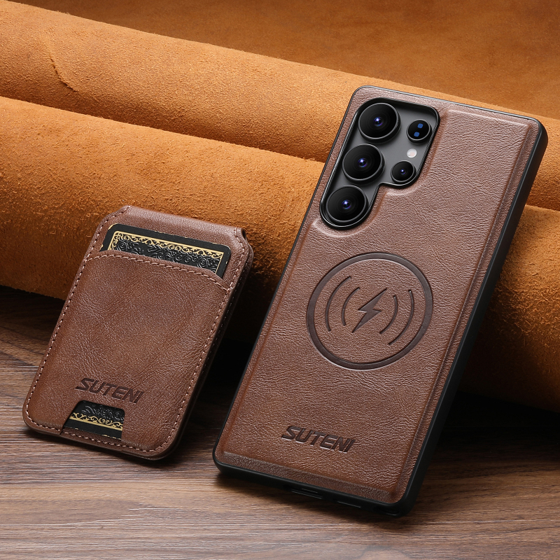 Samsung S25Ultra magnētiskais bezvadu uzlādes mobilā tālruņa maciņš Apple divu vienā karšu maciņa stiprinājuma aizsargapvalks