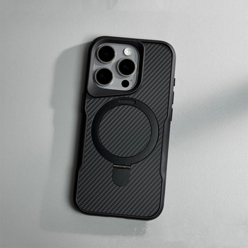 Sobib Iphone17 mobiiltelefoni ümbrisele, väikese vöökohaga, süsinikkiust mustriga, magnetilise alusega, Apple 16 kukkumisvastane kaitsekate