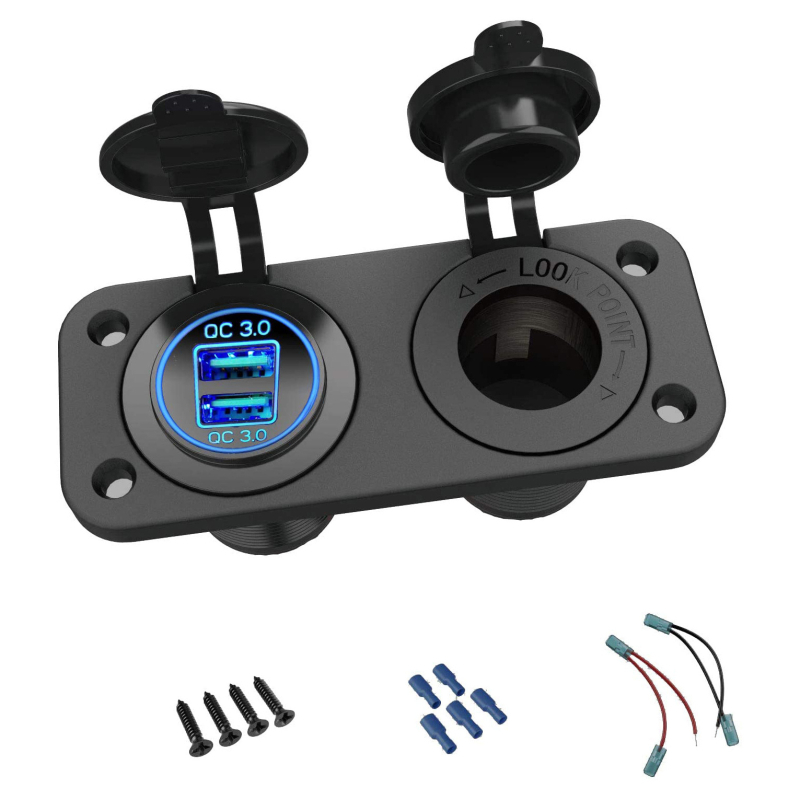 Brichetă modificată pentru mașină și motocicletă, cu interfață de încărcare rapidă duală USB 3.0, brichetă Qualcomm cu intrare 12-24V