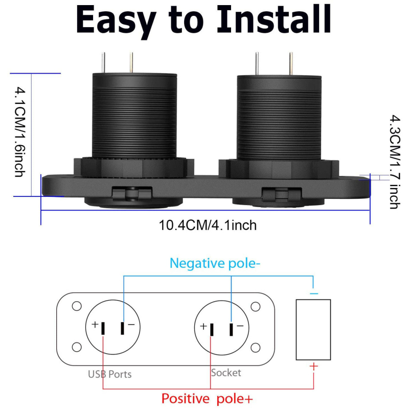 Модифицирана запалка за кола и мотоциклет с двоен USB3.0 интерфейс за бързо зареждане, Qualcomm 12-24V вход за запалка