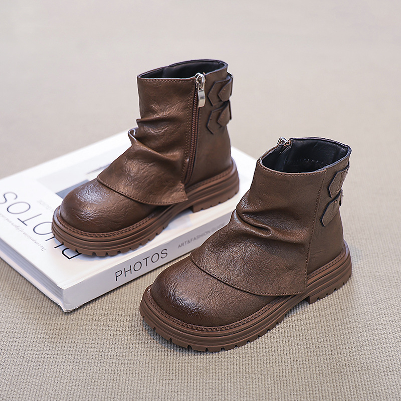 2024. gada jaunie rudens korejiešu stila bērnu zābaki, vienkārši un daudzpusīgi meiteņu princeses zābaki, moderni ādas zābaki, moderni viengabala zābaki