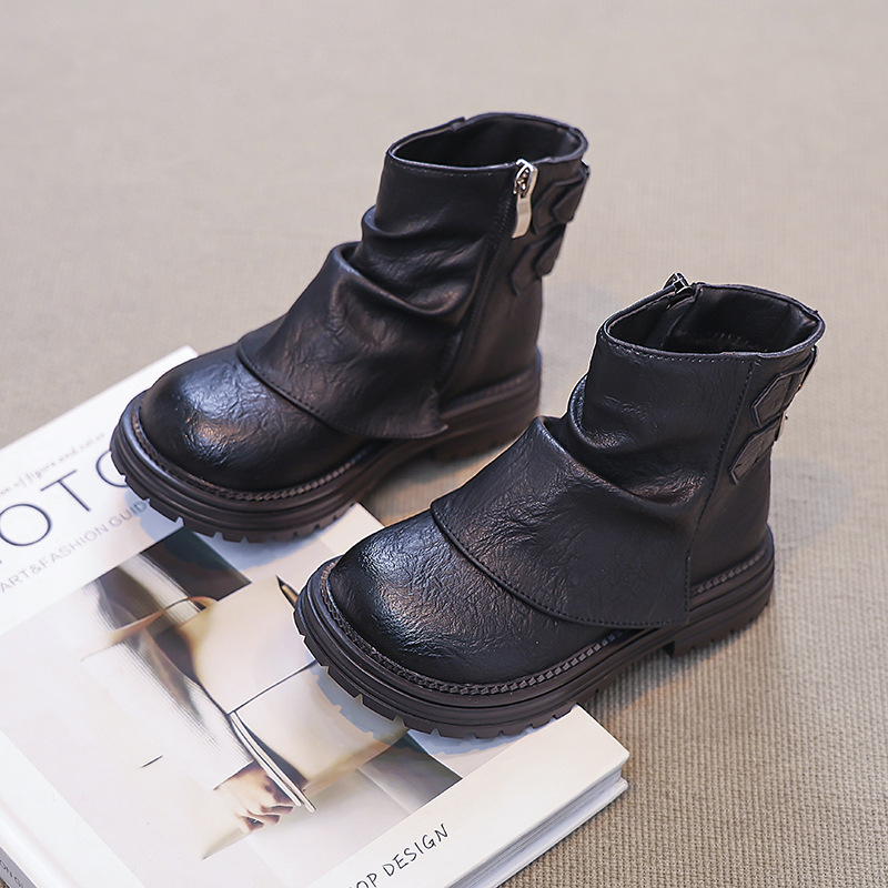 2024. gada jaunie rudens korejiešu stila bērnu zābaki, vienkārši un daudzpusīgi meiteņu princeses zābaki, moderni ādas zābaki, moderni viengabala zābaki