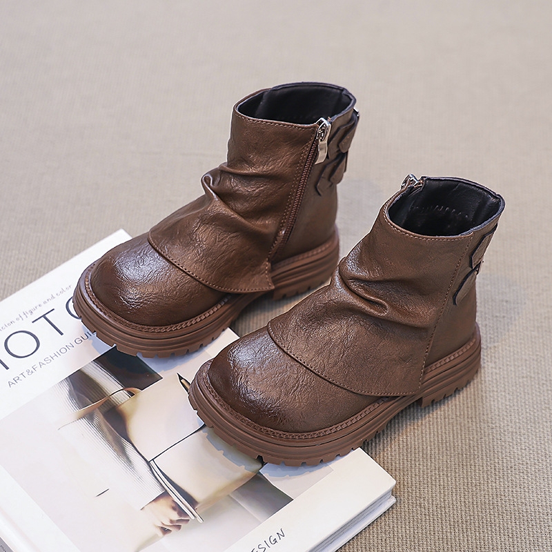 2024. gada jaunie rudens korejiešu stila bērnu zābaki, vienkārši un daudzpusīgi meiteņu princeses zābaki, moderni ādas zābaki, moderni viengabala zābaki