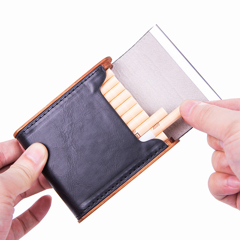 Креативна, 6,5 мм средно-едра кутия с 20 цигари, персонализирана, преносима, мъжка, с магнитна катарама, дървена, устойчива на налягане, кутия за цигари