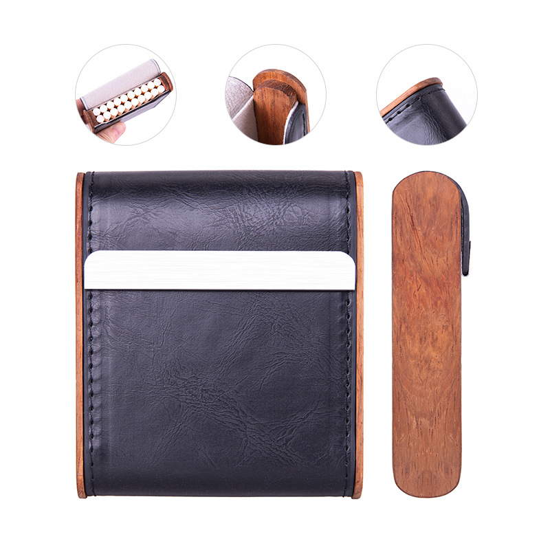 Креативна, 6,5 мм средно-едра кутия с 20 цигари, персонализирана, преносима, мъжка, с магнитна катарама, дървена, устойчива на налягане, кутия за цигари
