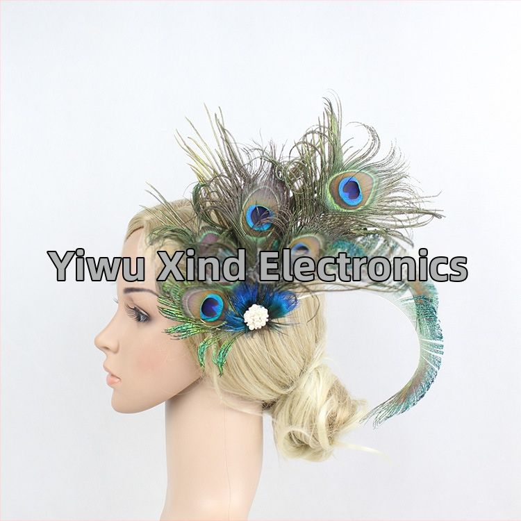 Európske a americké horúce predajné nevesty pávie pierko pokrývky hlavy párty ples prehnané sponky do vlasov doplnky butikový cylindr