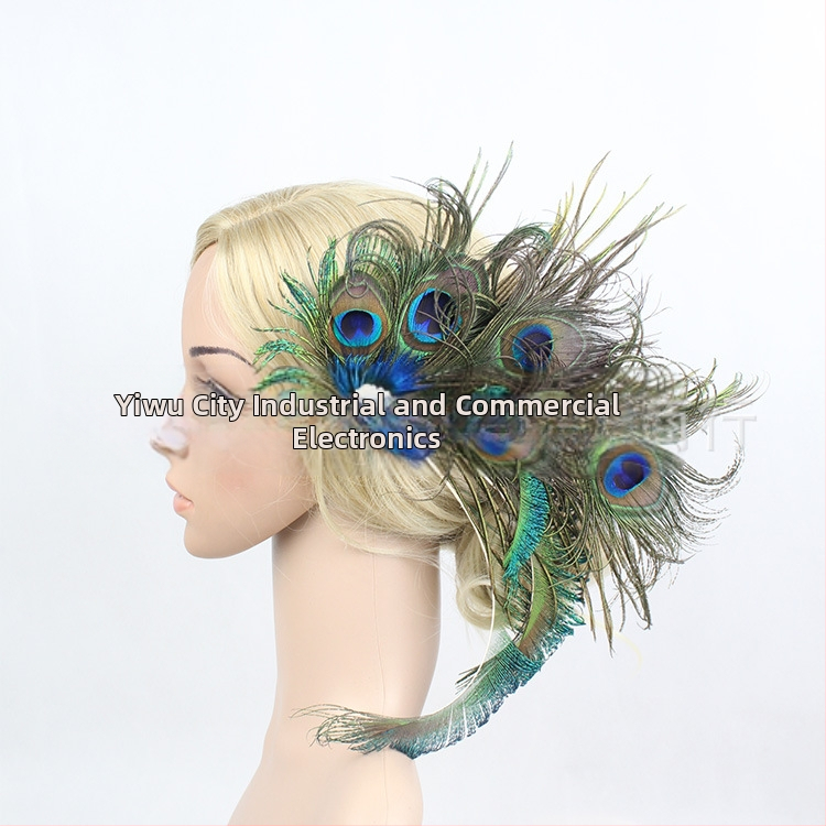 Európske a americké horúce predajné nevesty pávie pierko pokrývky hlavy párty ples prehnané sponky do vlasov doplnky butikový cylindr