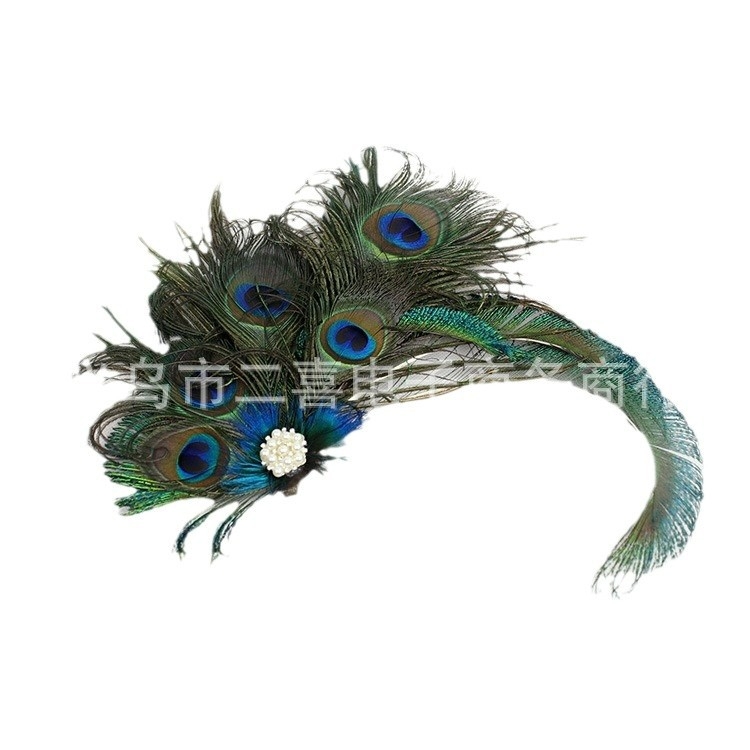 Европейски и американски горещо продавани булчински паунови пера за шапки за парти бал преувеличени фиби за коса аксесоари за коса бутикова шапка