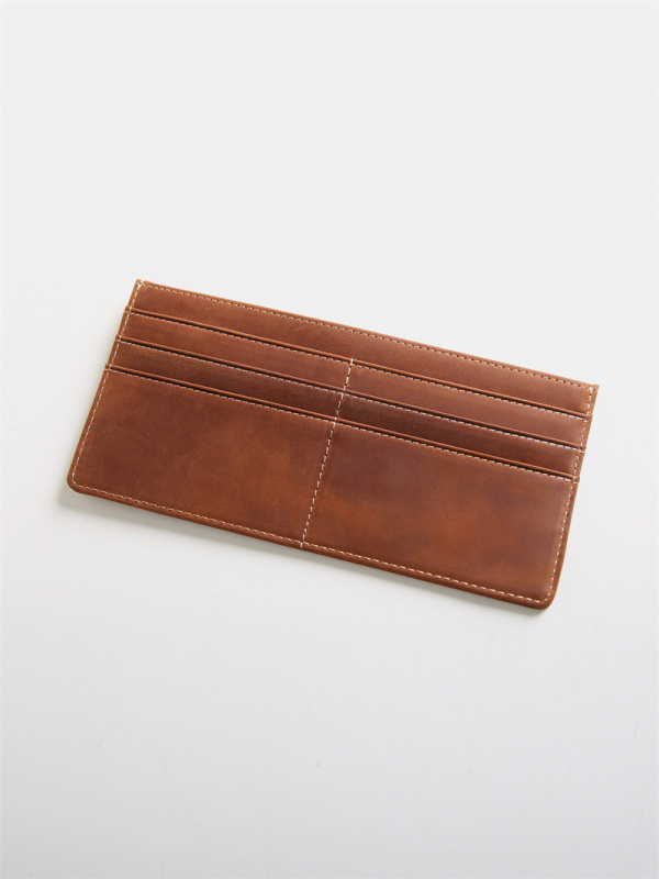 Vyriška vintažinė „Crazy Horse“ viršutinio sluoksnio karvės odos itin plona ilga piniginė, vyriška natūralios odos paprasta piniginė, skirta kelioms kortelėms su kortelėmis, madinga